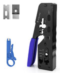 RJ45 Crimp Tool That Does It All All In One Pass Through Ethernet Crimper For CAT7 CAT6A CAT6 CAT5E CAT5 Connectors with accessories