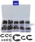 580 Piece E Type Retaining Ring Set With Black Carbon Steel External Snap Rings 1.5mm To 10mm Range In Industrial Fastener Storage Box Easy Install Clips For Hardware Repairs DIY Friendly in clear box