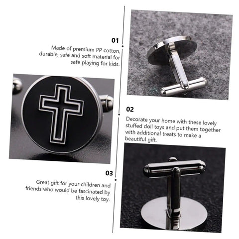 Premium Titanium Steel Cross Cufflinks For Men Set Durable And Polished Decorative Shirt Fasteners Ideal For Formal Or Casual Wear Classic Fashion Accessory 1 Pair