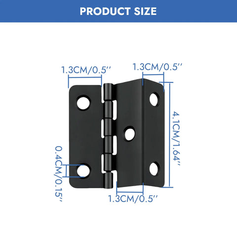 Heavy Duty Tri Fold Hinges For Cabinet Makeover showing measurements 1.3CM x 4.1CM in black rust resistant finish.