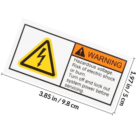 High Voltage Warning Stickers For Electrical Panels And Industrial Equipment, size 3.85x1.97 inch, electric shock prevention label