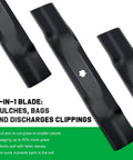 Replacement 7 Star Mounting Pattern Blades For 48 Inch John Deere Deck Mowers And 48 Inch Zero Turn Tractors D160 E160 E170 E150 LA145 LA140 GY20852 GX21784 Compatible For A Clean Cut Every Time, 3-in-1 blade close-up view