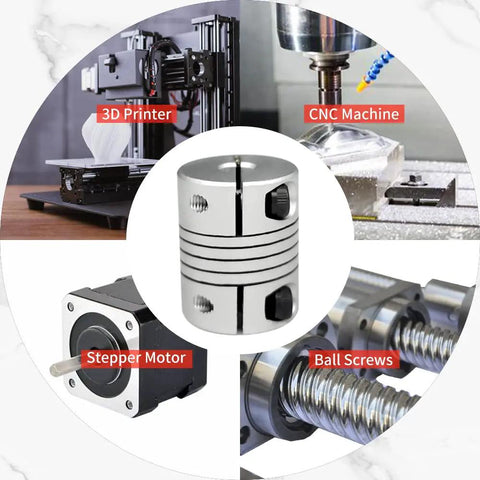 Flexible Beam Coupling 6mm To 6.35mm Bore Aluminum Shaft Coupler 25mm Length 20mm Diameter For Stepper And Servo Motors 3D Printer CNC DIY Encoder Aviation Aluminum Anodized High Precision Durable used with stepper motor, CNC, and 3D printer