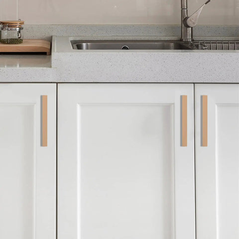 Five Inch Center-To-Center Champagne Bronze Cabinet Pulls Set Of 10 Dope Kitchen Cabinet Hardware Handles on white cabinets