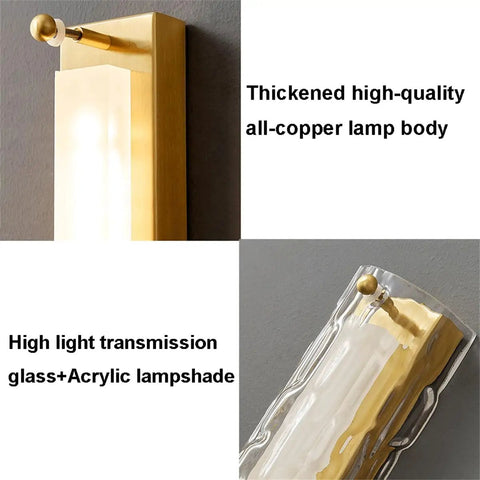 Dope Copper Wall Light With Glass Lampshade Nordic Style Three Dimmable Vanity Lights Modern Wall Sconce close-up view
