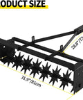 Tow Behind Lawn Aerator 32 Inch Heavy Duty Core Aerator Tool With Universal Hitch For Tractors And Zero Turn Mowers dimensions