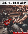Non Slip Silicone Tool Tray Set Two Piece Flexible Tool Organizer Mats With Magnetic Small Parts Tray in use during motorcycle repair
