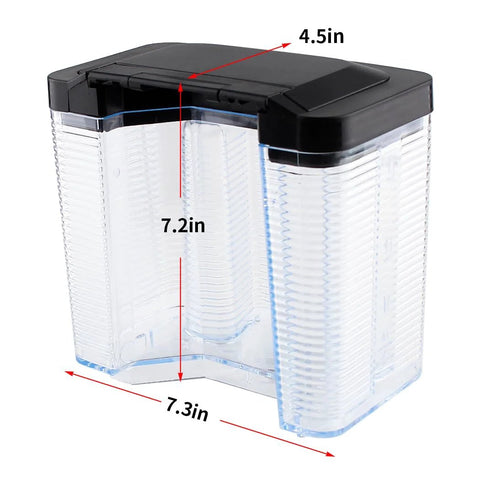 Water reservoir with lid for Ninja CM305/CM401 coffee maker, front view, clear plastic with black lid.
