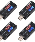 4 Pack USB Power Meters With LCD Readout, USB Current Meter And Voltage Tester 3 To 9V 0 To 5A, Digital Multimeter