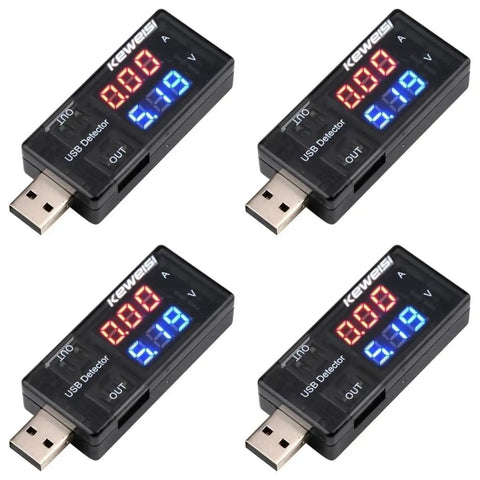 4 Pack USB Power Meters With LCD Readout, USB Current Meter And Voltage Tester 3 To 9V 0 To 5A, Digital Multimeter