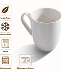 Huge 16 Ounce Ceramic Coffee Mugs 4 Pack White Set Durable Stoneware Cups For Coffee Tea Heat Retention Chip Resistant Easy Clean Gift