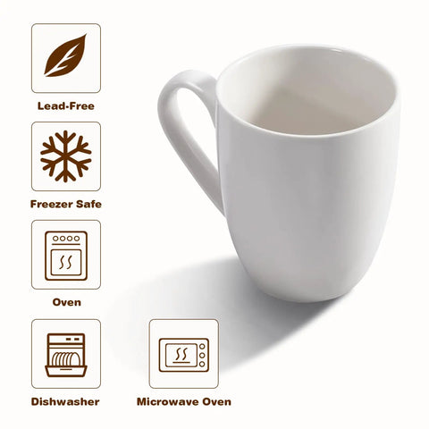 Huge 16 Ounce Ceramic Coffee Mugs 4 Pack White Set Durable Stoneware Cups For Coffee Tea Heat Retention Chip Resistant Easy Clean Gift