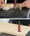 Tough As Nails Wood Sander With A Mighty 500 Watt Motor Vertical Oscillating Belt And Drum Kit shaping curved wood on benchtop sander.