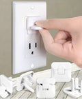 Hand installing Outlet Covers 38 Pack White Kid Proof Electrical Plug Covers For Baby Safety And Home Protection on socket