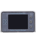 Wireless Battery Monitor With Smart Hall Sensor Tech And Dead Simple Install Featuring A Snappy 2.4 Inch Color LCD Screen For Rock Solid Power Tracking Up To 500 Volts showing front view with buttons.