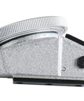 Horizontal test indicator, 1.5 in dial diameter, silver metal body, right-side probe