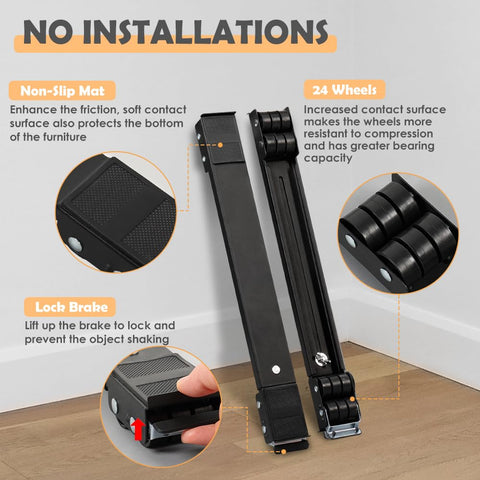 Heavy Duty Appliance Rollers With Adjustable Base And Wheels For Moving Heavy Fridges Washers Dryers And Dishwashers Handles Up To 660 Pounds Sturdy Metal Furniture Dolly For Easy Home Mobility