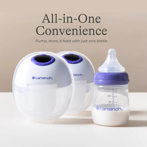 Soft Anti Colic Nipples For Everyday Bottle Feedings Paired With 5 Oz Breastmilk Storage Bottles In A Four Pack for pumping and storing milk.
