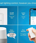 Smart Light Switch Kit With Wall Plate And Hub Plays Nice With Alexa Google Home And Apple HomeKit Single Pole Or 3 Way 5 Amp Neutral Required Control Multiple Lights From One Switch with app interface and voice control