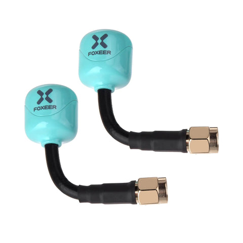 Two Pack Lollipop 4 Plus FPV Antennas 2.6dBi 5.8GHz RHCP TX RX For FPV Racing Drones with RP-SMA connectors, PC ABS shell.