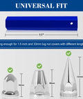 Hex Lug Nut Cover Socket Installation Tool For 1.5-Inch And 32mm/33mm Lug Nut Covers detailing blue 11-inch tool with sizes