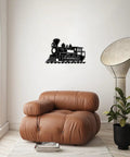 Vintage Steam Locomotive Metal Wall Art For Living Room Office And Apartment Black 16 Inch Dope Rustic Industrial Decor Sign Outdoor Durable Iron Sculpture For Your Modern Home above brown armchair