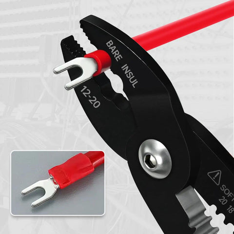 4-In-1 Electrician Pliers Set With Wire Cutter, Stripper, Crimper, And Gripper For 12-20 AWG showing wire grip detail