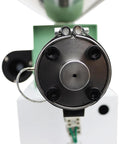 Close-up view of the output nozzle on the Pro Grade Single Screw Filament Extruder Cranks Out 3D Printer Material From PEEK ABS PLA PETG TPU TPE Without The Hassle And Features A Beefy One Inch Screw Pulling Smooth Hot Plastic Wire Fast On 110V.