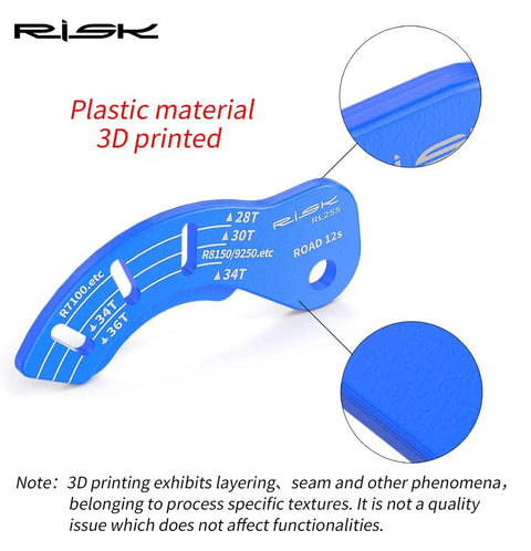 12T Electric Rear Derailleur Adjuster Gauge Tool, blue plastic 3D printed, for R7100 R7150 RX820 R8150 R9250, close-up angles