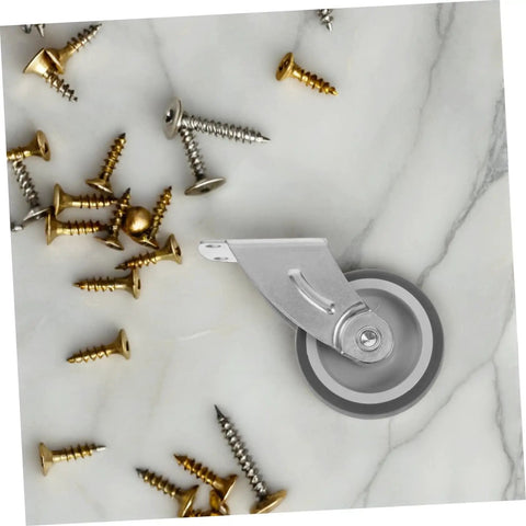 Premium Barn Door Floor Guide Roller Slider Kit With Ridiculously Slick Caster Wheels And Quick Fit Mounting Screws, featuring a slick gray roller on marble.