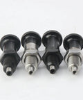 Boss Level Self Locking Indexing Plunger M10 Through M16 With Rugged Aluminum Knob Dead Set Fine Thread Design Black Matte Finish - Various angles of plungers
