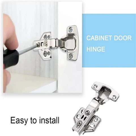 Installing two piece stainless steel cabinet door hinge with hydraulic damper soft close quiet wardrobe concealed mounting.