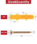 Heavy Duty Drywall Anchor And Screw Kit With 200 Pieces M6x30 Plastic Self Drilling Wall Anchors And Screws No Sweat Install For Shelves TVs Cabinets And Picture Frames, M6 30mm anchor with M3.5x28 screw