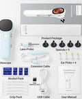 Otoscope With Light No App Needed HD Screen Ear Scope Camera For Family Use Detachable Lens And Extended Cable For Easy At Home Ear Checks And Crystal Clear Ear Health, package contents