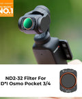 Variable ND Filter For DJI Osmo Pocket Three And Four ND Two To ND Thirty Two VND With Magnetic Mount on camera