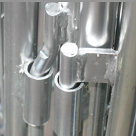 Open Frame Wire Mesh Rolling Cage Cart For Ventilated Transport And Logistics, Heavy Duty Dolly With Easy Mobility, Ideal For Textiles, Fresh Produce, And Warehousing Goods. close-up of steel latch