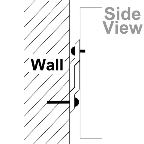 Side view illustration of Heavy Duty 4 Inch French Cleat Picture Hangers Hardware Kit with wall mounting detail.