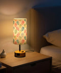 Watercolor Monstera Leaf Palm Decor Bedside Lamp With Three Way Dimmable Touch Control And Built In Charging Station