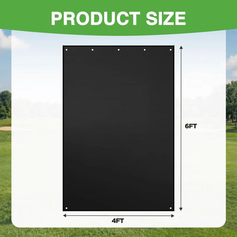 Daily Batting Cage Backstop 4x6 Heavy Duty Reinforced Net Saver, black panel with size dimensions displayed, 4 feet by 6 feet.