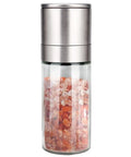 Refillable Pepper Grinder And Salt Shaker Set With Adjustable Coarseness, Transparent Glass Body, Ceramic Rotor, Rust Resistant Stainless Steel Cap, Easy One Hand Grind, Compact Kitchen Essential, Seasoning Not Included