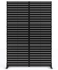 Heavy Duty Metal Privacy Screen 72 Inch High By 47.2 Inch Wide With Stand For Balcony Deck Patio Lawn Garden Outdoor Privacy Fence Panel Black Louvered Keeps Nosy Neighbors At Bay, front view