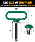 Two Pack Magnetic Trailer Hitch Pins With Handle And Clip 1/2 Inch for Lawn Mowers ATVs and Trailers, green dimensions.
