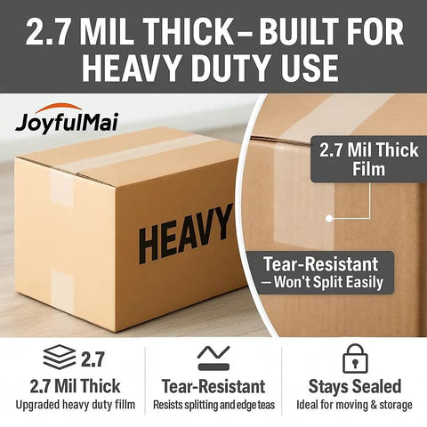 Box sealed with 2.7 mil thick heavy duty packing tape, Clear Packing Tape Set, 6 Rolls, 1.88 Inch Wide, tear resistant, for moving.