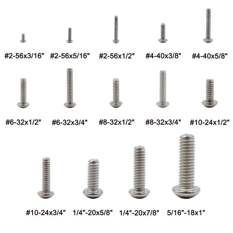 Top Shelf 304 Stainless Steel Button Head Hex Socket Cap Screws Assortment Kit With Two Hundred Thirty Five Pieces And Fourteen Sae Inch Threads For Garage Fixes With No Sweat assorted sizes from #2 to 5/16 inch.