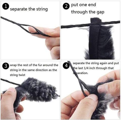 Instructions for installing Otter Dampener Bow String Silencer 1 Pair for Recurve Bows, showing step-by-step process