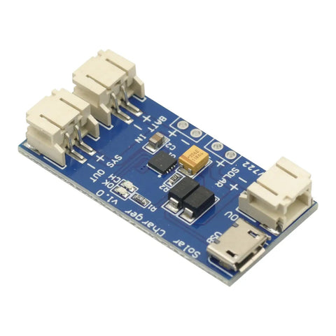 Hella Compact 3 Pack Solar Li Ion Battery Charger Board 500 Ma Cn3065 Chip view, blue PCB with connectors, for DIY outdoor projects.