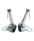 Front view of Left And Right Go Kart Steering Spindles Set Front For Wheel Hub ATV Buggy Quad Electric Replacement Beefy Durable High Quality Steel Alloy