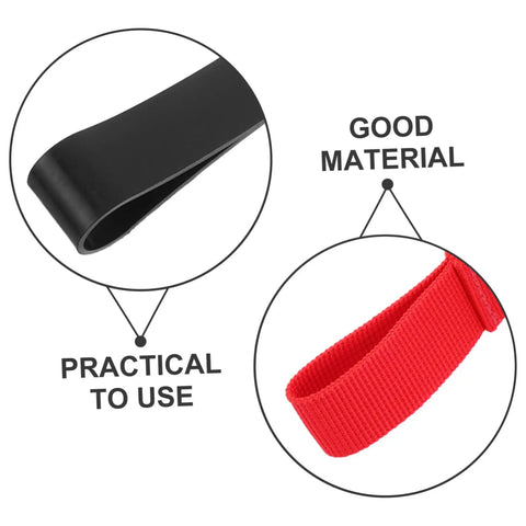 Close-up of red and black straps from Red Scuba Tank Holder Strap Oxygen Cylinder Carrier For Diving And Snorkeling, Side Mount Accessory.