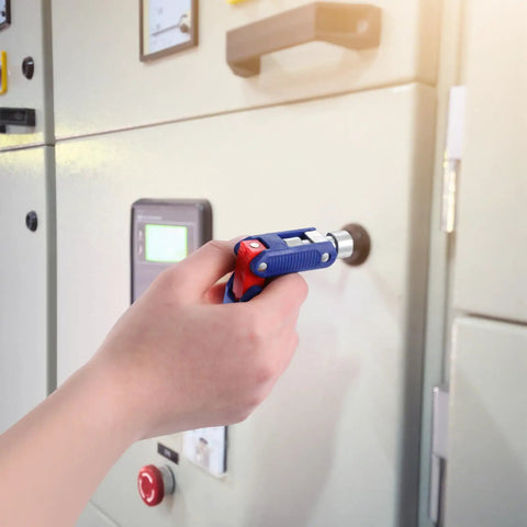 Using Two Pack Electric Control Cabinet Keys Set With Double Joint Cabinet Panel Keys on an electric cupboard.