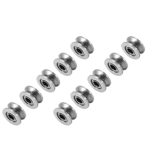 V Bearing Grooved Mini Pulley Wheels Rollerball Pulley for Rail Track Linear Motion System 4x13x6mm 10Pcs in stainless steel